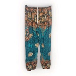 Earthbound Trading Boho Womens Festive Elephant Print Harem Cozy Joggers